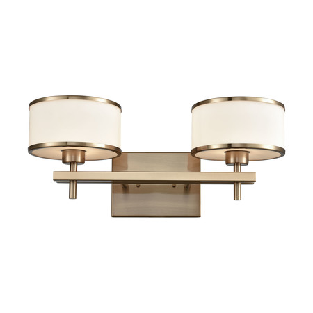 ELK LIGHTING Utica 2-Light Vanity Lamp in Satin Brass with Opal White Glass 11616/2